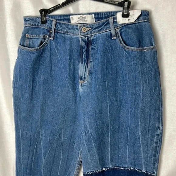 Hollister Women jeans size 32 blue NWT curvy high rise frayed patchwork and hem - Picture 4 of 12